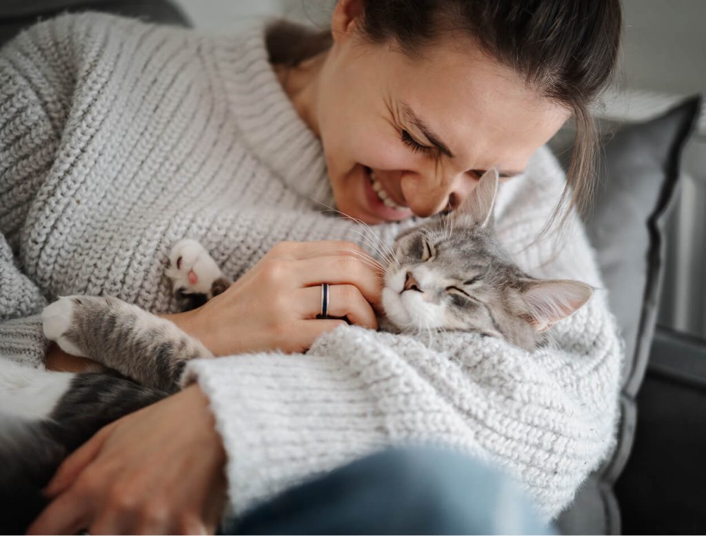 holding cat